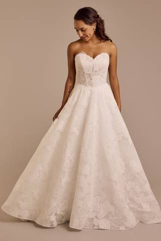 Picture of Strapless Floral Organza Ball Gown Wedding Dress